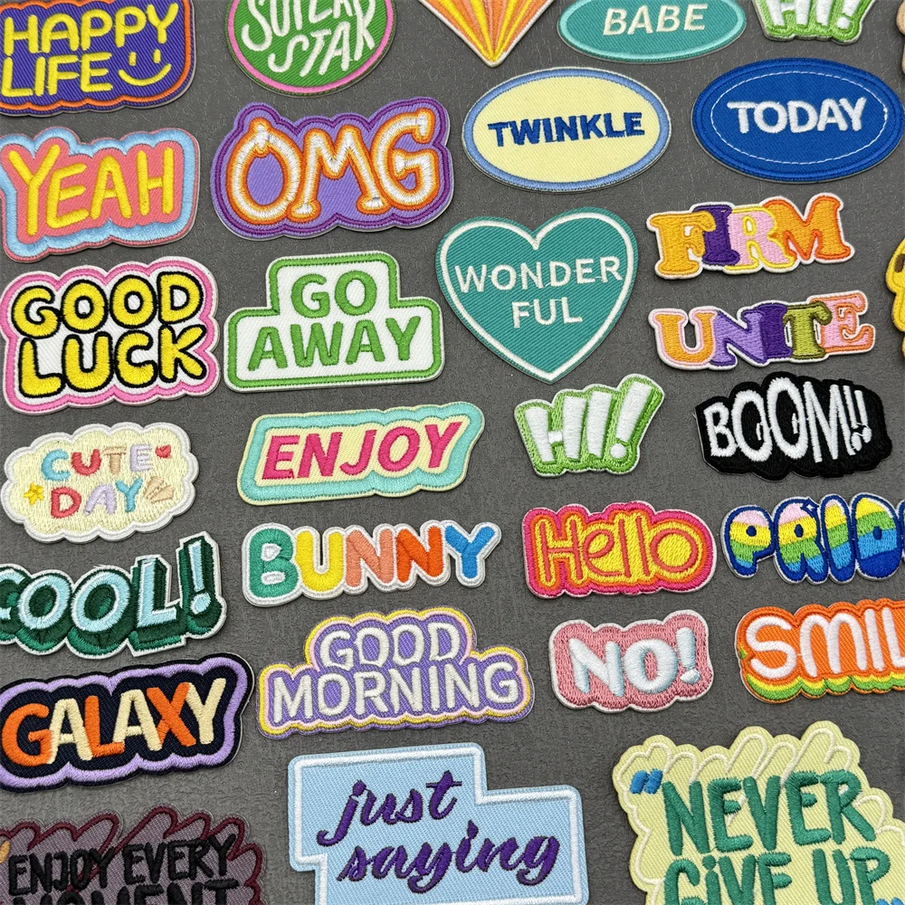 Patch de Slogan de lettre de personnalité texte humoristique Patch brodé fer sur patchs pour vêtements patchs thermoadhésifs coudre Badges
