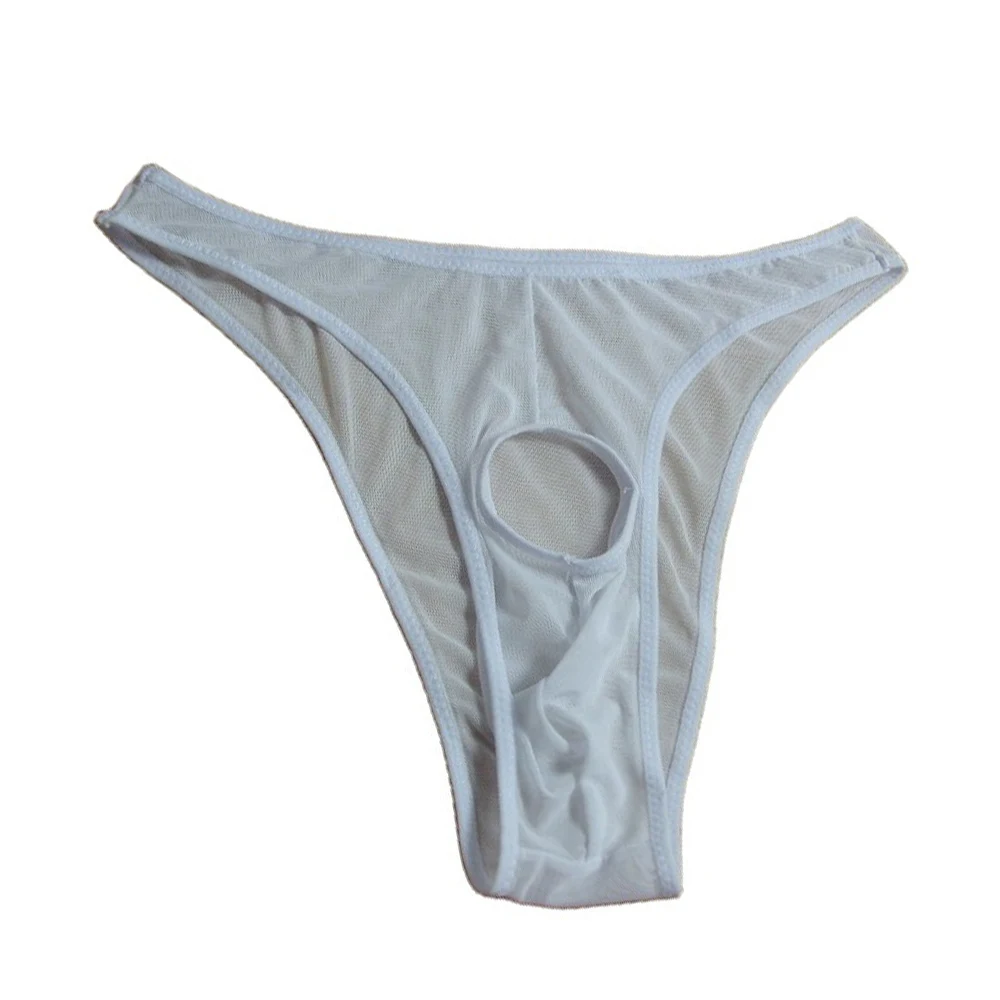 Penis Hole Underwear Men Sexy Cockring Briefs Open Crotch Pouch Underpants Silicone Cock Ring Panties hombre