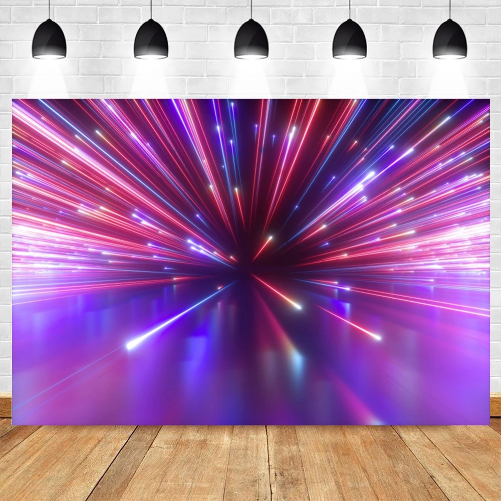 3D Neon Stage Photography Backdrop Glitter  Light Kid Adult Birthday Party Photocall Background Photo Studio Photoshoot Props