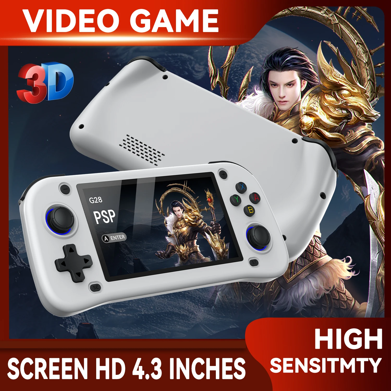 G28 4.3inch Retro Handheld Game Player Built-in 20000+ Games Classic Game Portable Console Audio Video Game Consolas Kids Gift