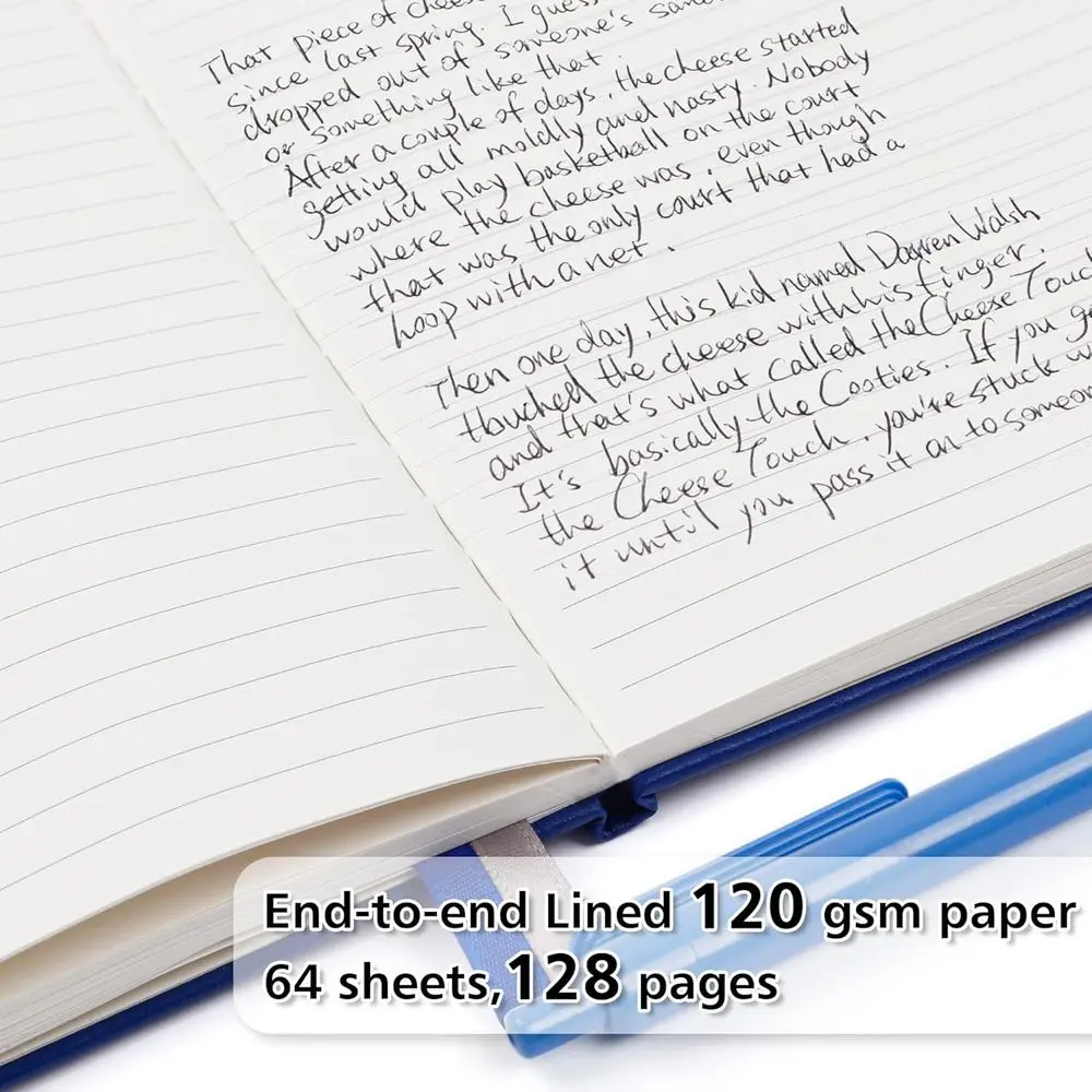 A5 Navy Hardcover Business Journals Set of 18 with Lined Paper and Pen Holder, 120 GSM, 5.1x8.3 inches, Includes 18 Black Pens