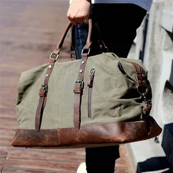 Olie Wax Canvas Weekend Tassen Mannen Vrouwen Grote Reistassen Waterdichte Strandtas Opknoping Bagage Tas Vintage Plunjezak schouder