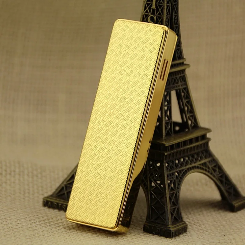 2023 New Metal Embossed Dragon Direct Charge Windproof Lighter Personalized Gold Bar Shape Inflatable Lighter Smoking Tool