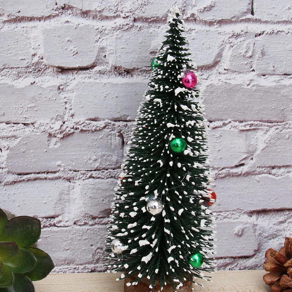 

2Pcs Mini Christmas Tree Ornaments Flocking Pine Needles Desktop Decoration Christmas Party Accessory for Home Festive