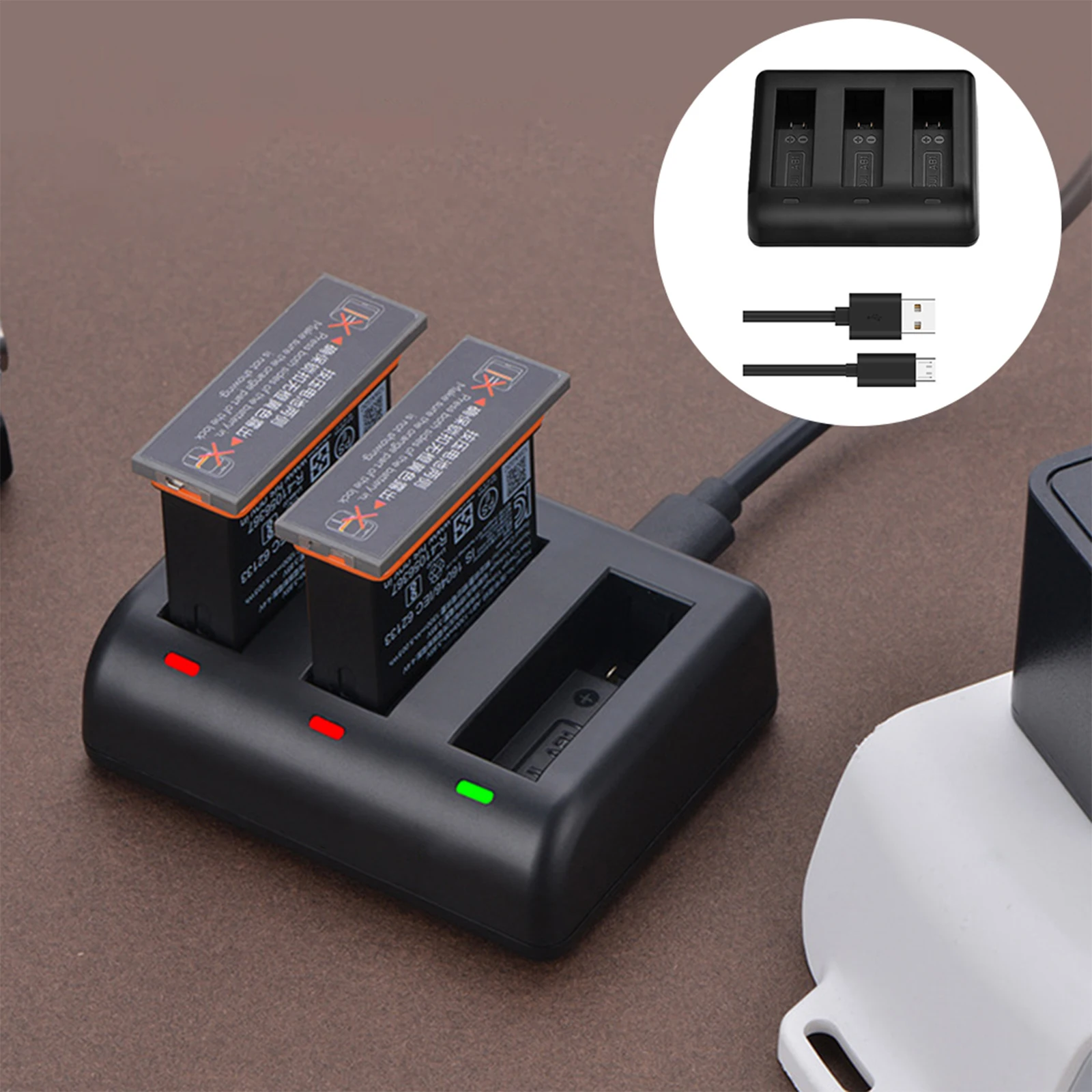 

Triple Slots Usb For Sports Osmo Action Led Indicator Smart Charging Protection Replacement Charging Device Action