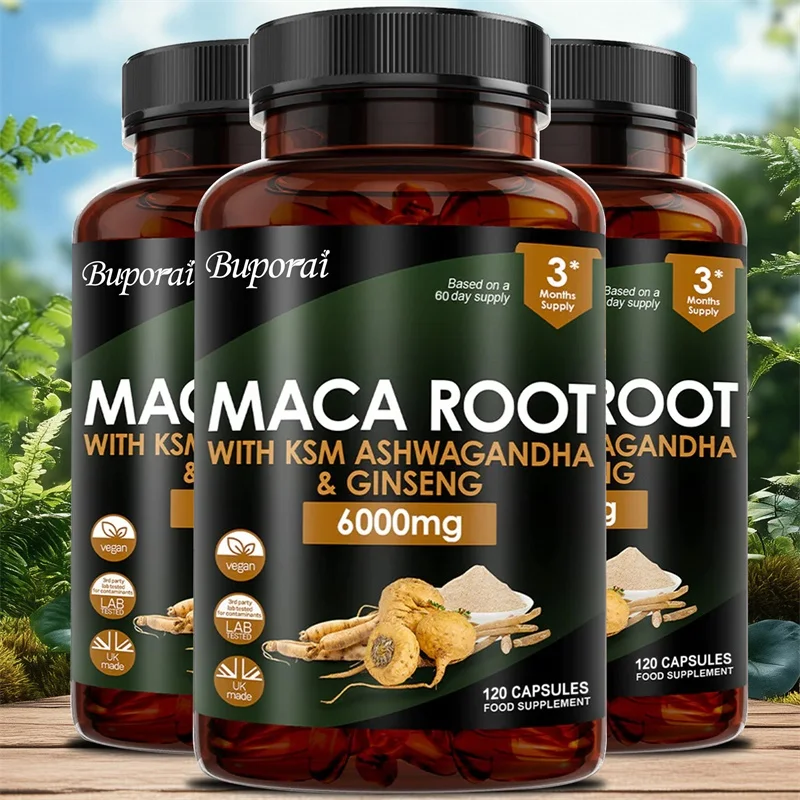 

3 in 1 Ashwagandha + Maca Root + Panax Ginseng - Natural Supplement for Energy, Stamina, and Stress Support
