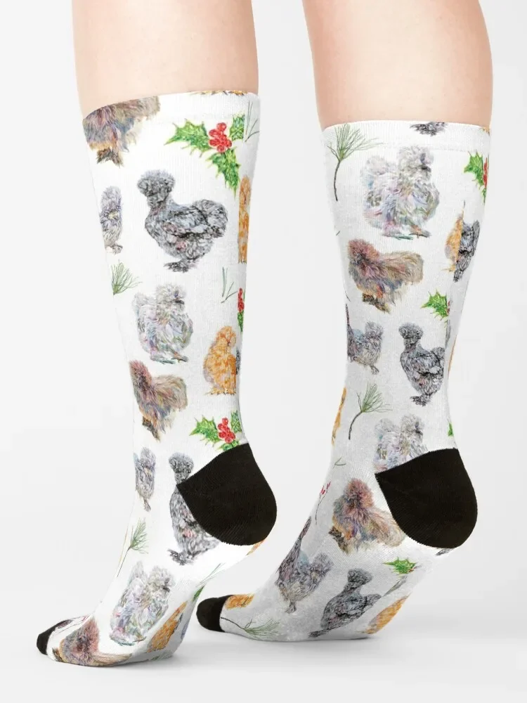 Silkie Chicken Winter Holiday Pattern Socks fashionable essential Stockings compression Women's Socks Men's