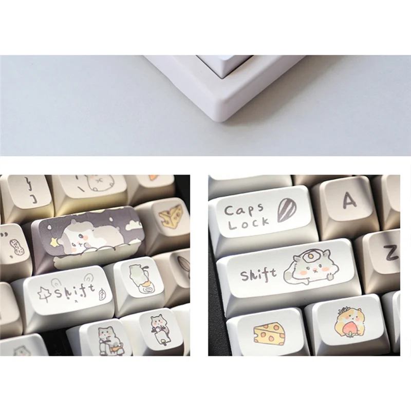 132 teclas bonito mouse tema keycaps xda perfil teclas inglês para 61/64/68/84/87/96/98/104 teclado mecânico keycaps