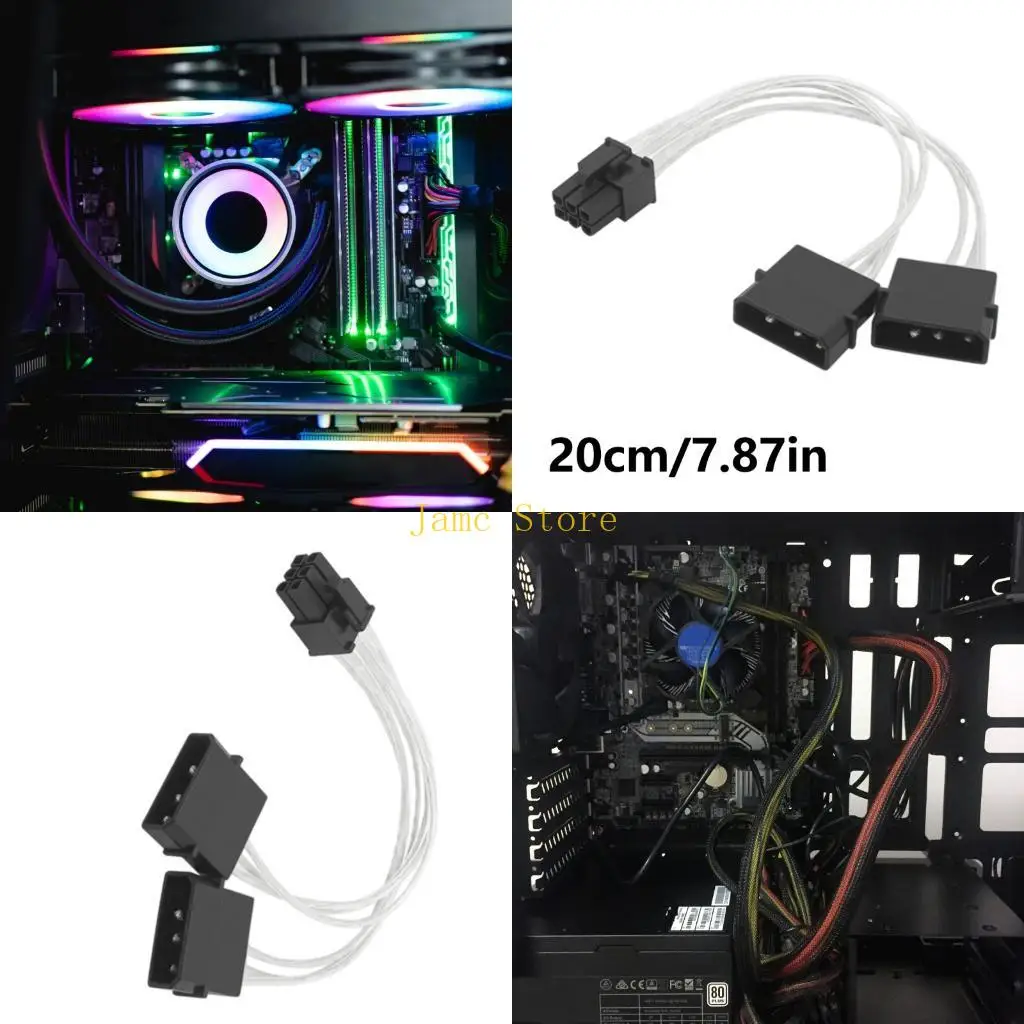 

LX0B Double D 4Pin to 6 PIN GPU Adapter Wire for Graphics Card Adapter Cable for GPU Power Supply Computer Accessories