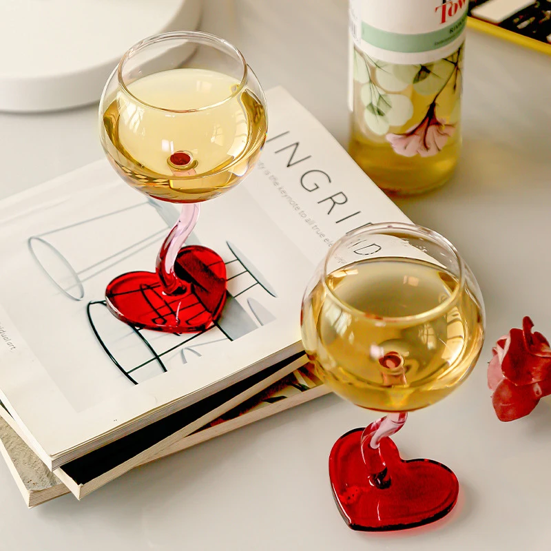 Heart Shape Glass Goblet Mug Champagne Wine Cup High Borosilicate Glass Heat-resistance Cocktail Glass Valentine\'s Day Gift