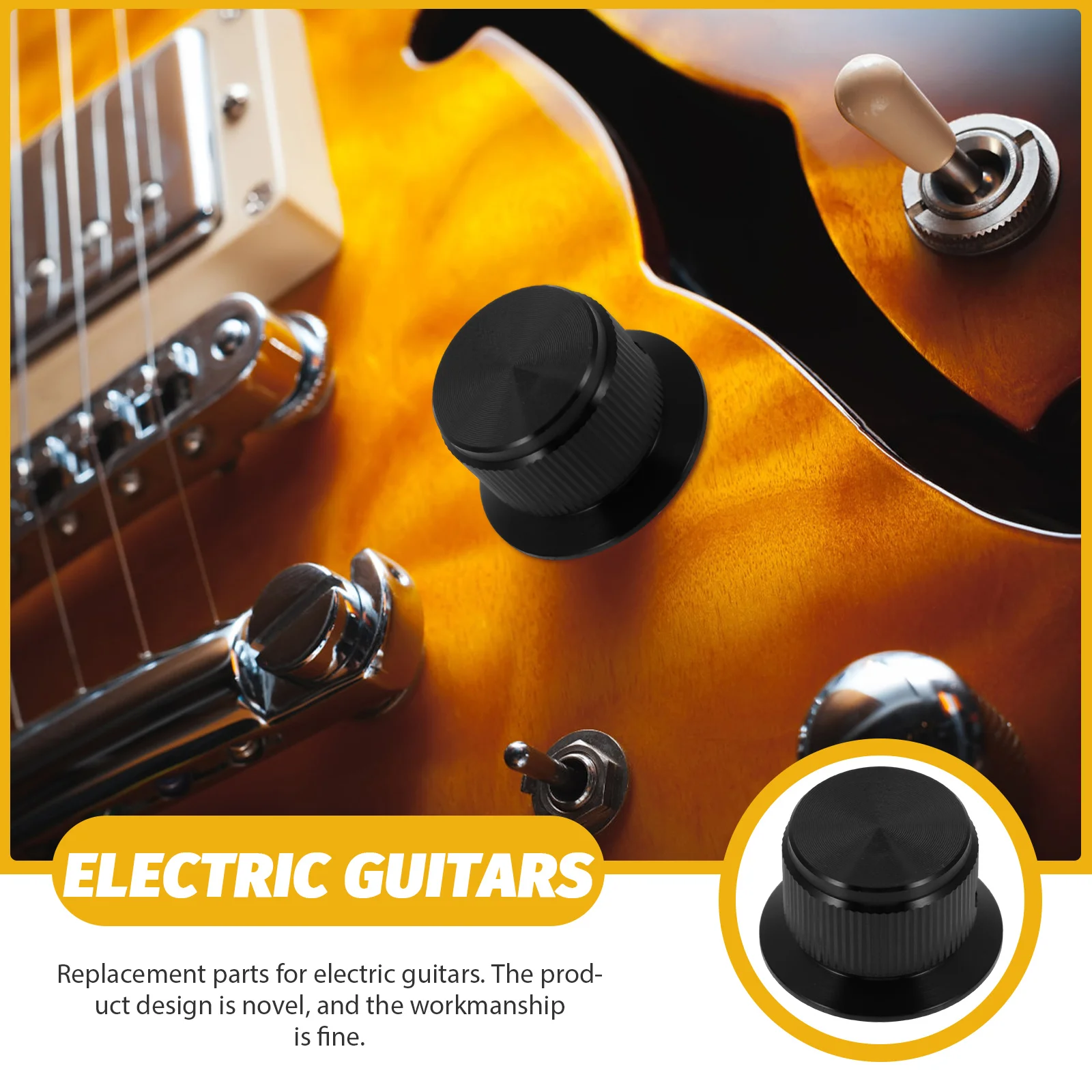 

Aluminum Alloy Volume Control Knob Cap Shape Potentiometer Replacement for Electric Guitar Bass Amplifier Audio System Metal
