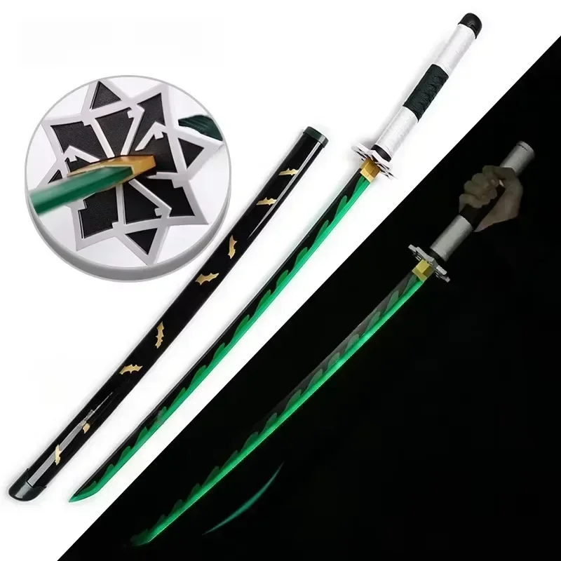 31/40 inch Glow Demon Slayer Katana Lichtgevende Zwaard LED Licht Kyoujurou Anime Cosplay Prop Echte Japanse Katana Samurai Lightsabre