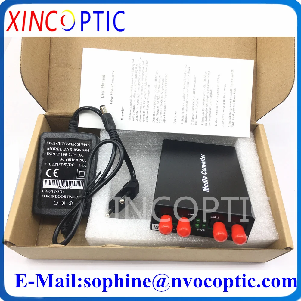 

100M Dual Fiber MM 2KM ST to Duplex SM 25KM ST Megabit Media Converter and MM ST/UPC Fiber Pigtail with ST/UPC Fiber Patch Cord