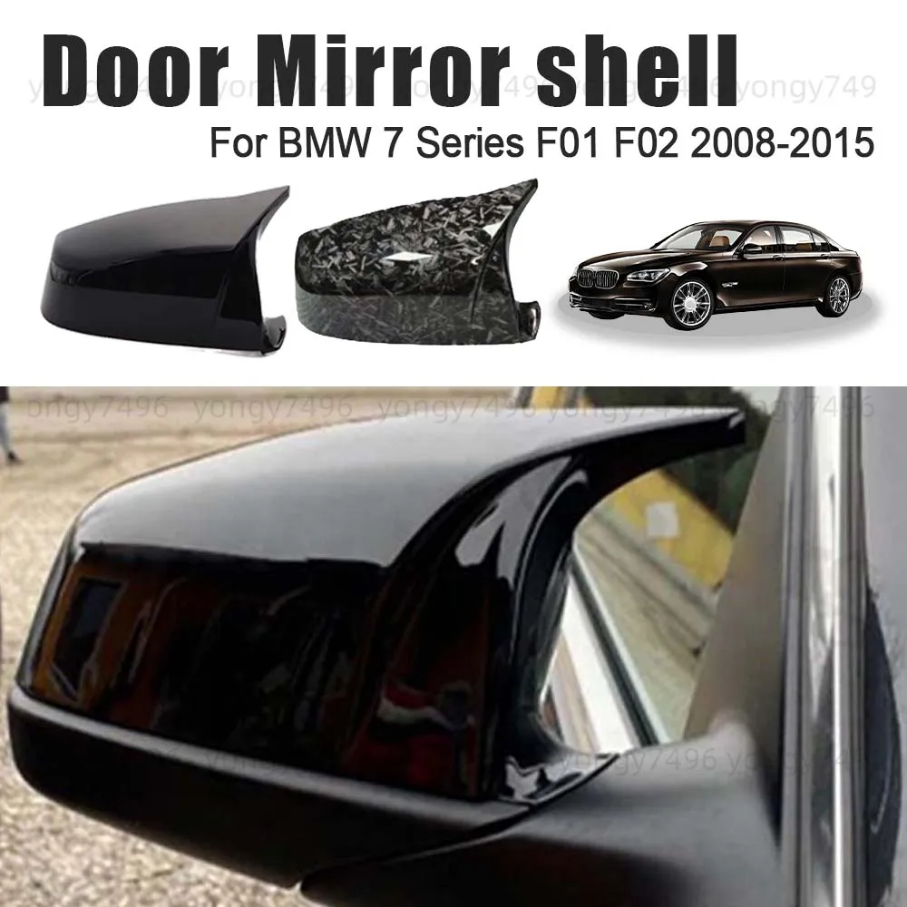 

Protective Cover Carbon Fiber Glossy Black Forging Pattern Door Mirror Shell For BMW 7 Series F01 F02 2008-2015 Accessories