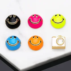 OCESRIO Mini Multicolor Enamel Cute Face Charms for Bracelet Copper Gold Plated Crystal Camera Jewelry Making Supplies chma205