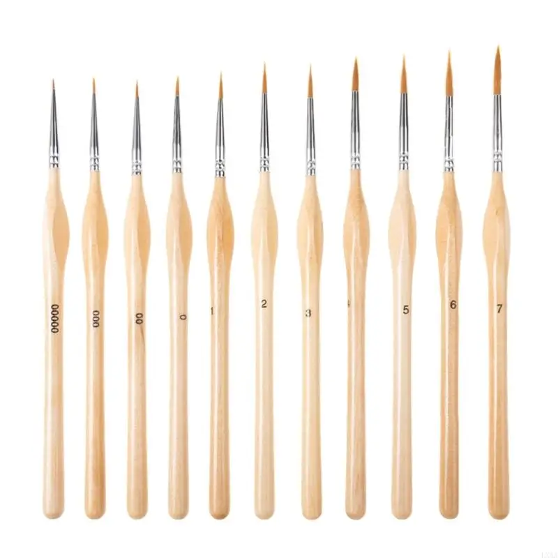 

LXAA 11Pcs Handle Miniature Brushes for Fine Detailing Acrylic Watercolor Oil