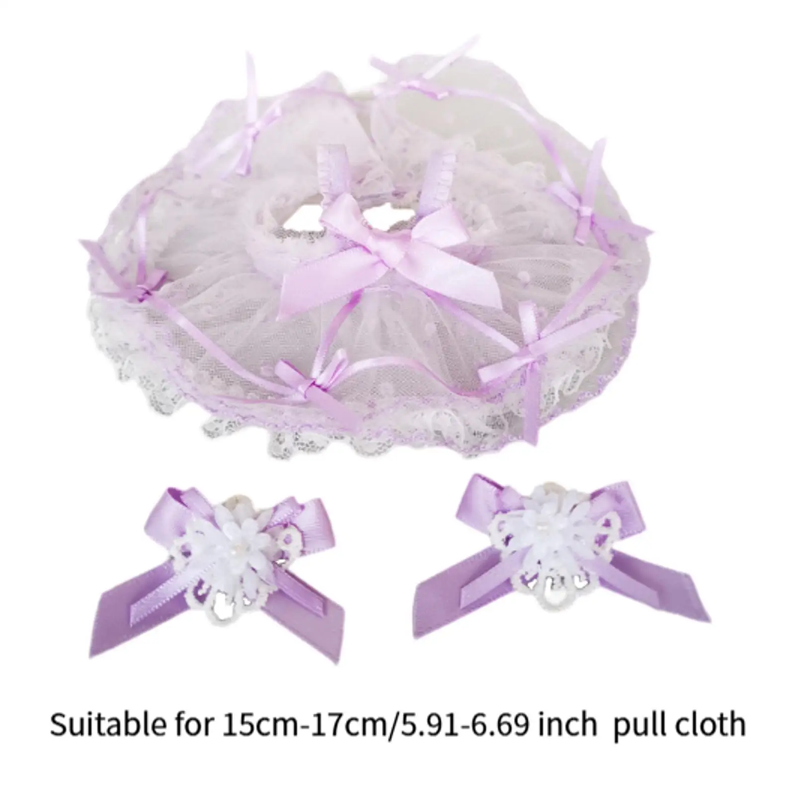 Pluche poppen kanten jurk met haarspeld voor 15-17 cm/5.91-6.69 inch pop pop accessoires