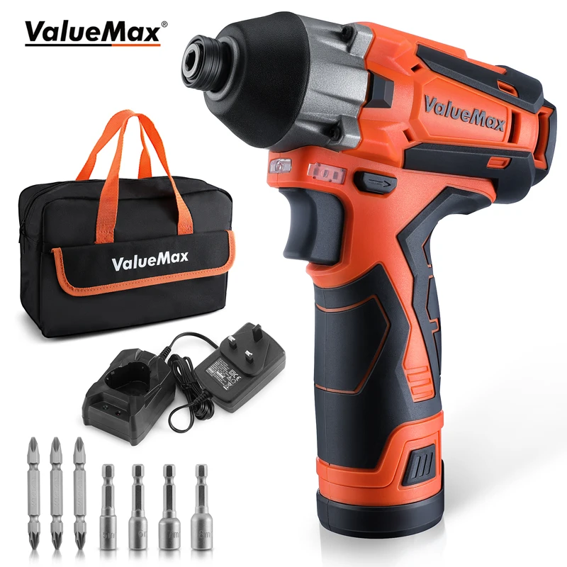 

VALUEMAX 12V Electric Cordless Impact Screwdriver 100N.m Brushless Cordless Screwdriver Recharge Driver with Battery Power Tool