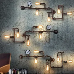 Modern Nordic Industrial Light Water Pipe Wall Lamps Remote Control Wall Light for Foyer Bar Coffee Dining room Home DecorMJ1112