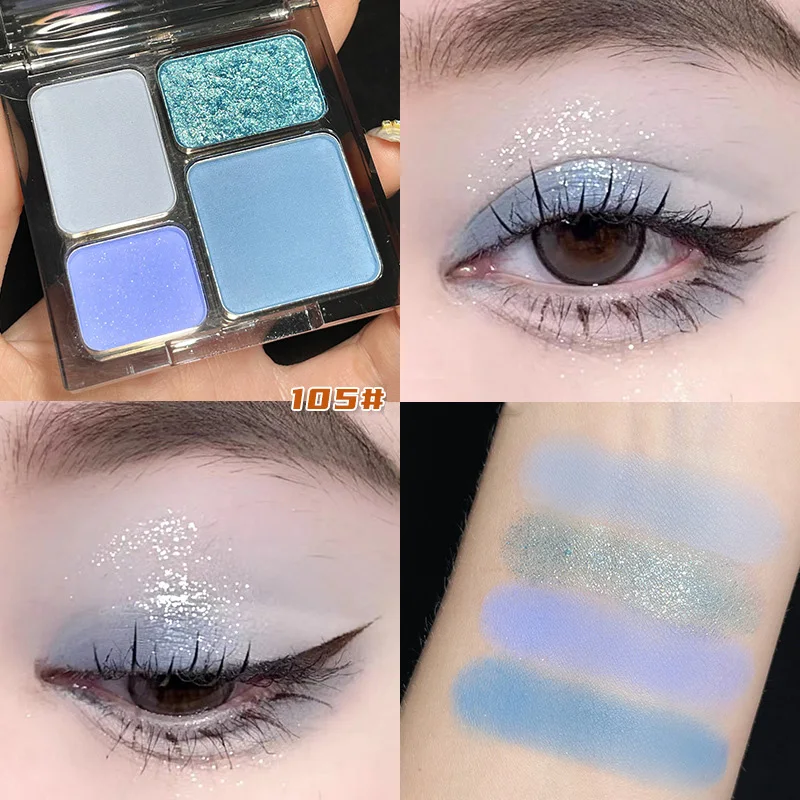 Cool Toned Eyeshadow Palette Black Smokey Blue Matte Glitter Halloween Pallete Smoky Eye Shadow Eye Pigments Lasting Makeup