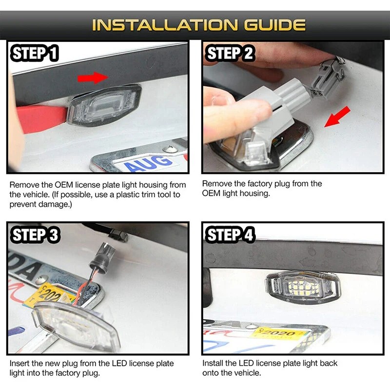 Luz LED blanca para matrícula de coche, accesorio de xenón para Acura MDX RDX Honda Accord Civic 34100S84A01 34100S0A013, 1 par