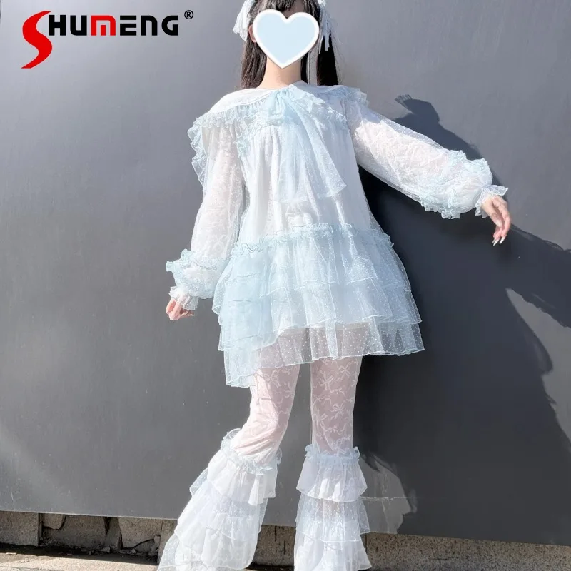 

Original Sweet Design Mass-produced Oxygen Transparency Japanese Rojita Two-dimensional House Cute Soft Girl Top Dress Trousers