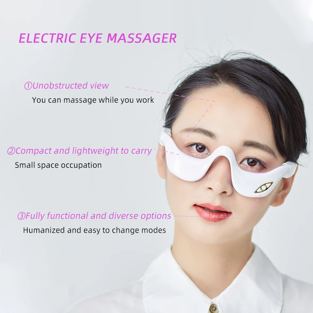 EMS Heated Eye Massager Pulse Vibration With 5pcs Steam Eye Mask Relieves Eye Fatigue Fades Dark Circle Eye Bags Eye Fat Remover