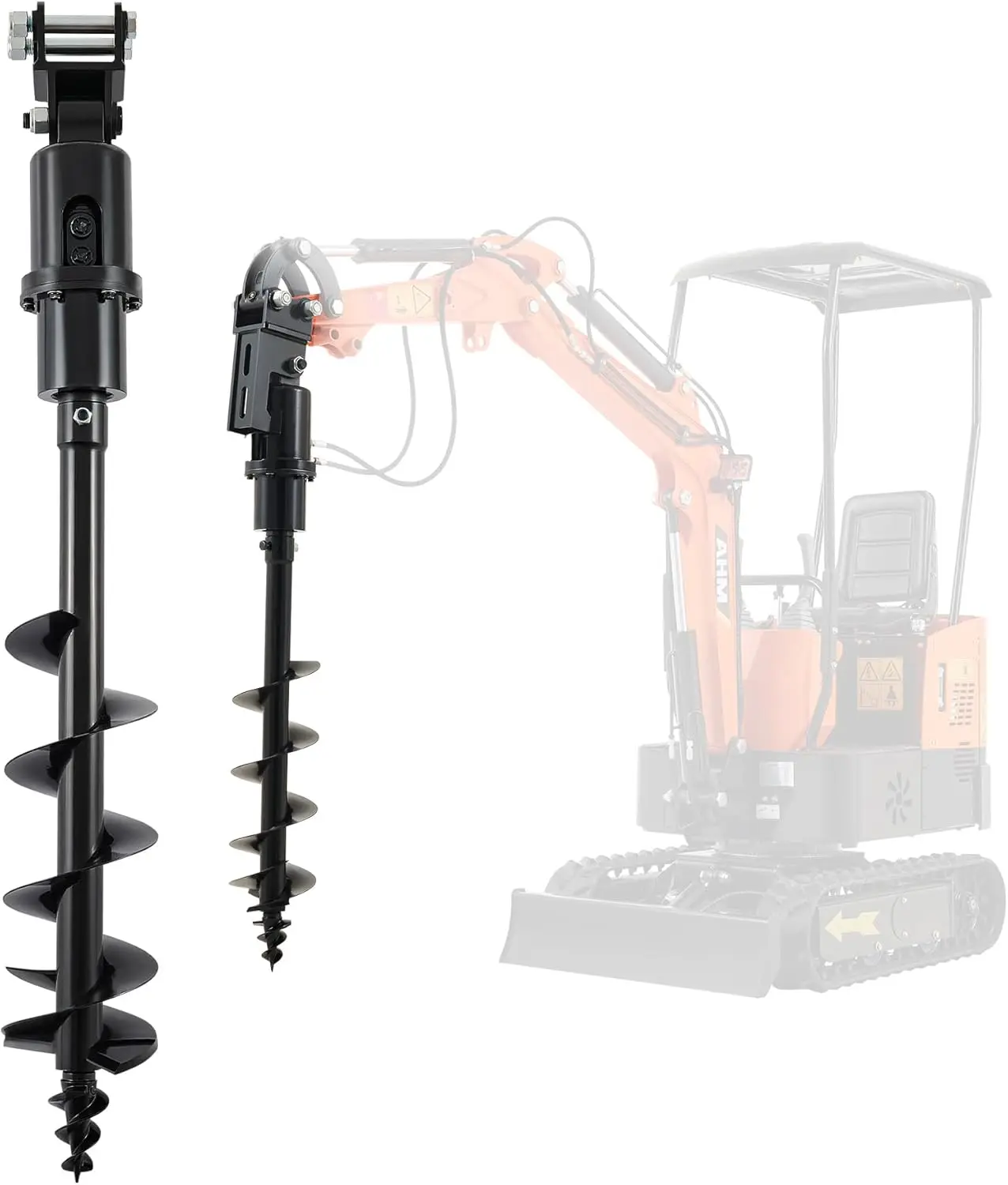 Ahm Auger Drill Attachment For Mini Excavator, Hydraulic Mini Excavator Attachment With 2 Hydraulic Hoses, Mini Excavator Earth