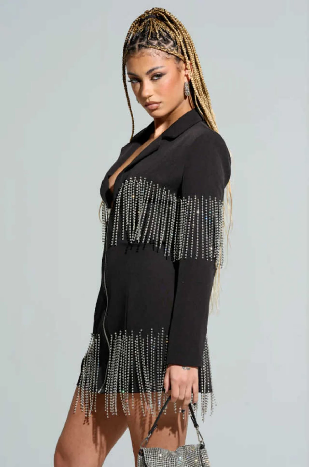 Trajes de Mujer a la Moda, 1 Pieza, Blazer con Cremallera, Borla de Cristal, para Ocasiones Formales, Banquetes, Fiestas de Cumpleaños, Personalizado