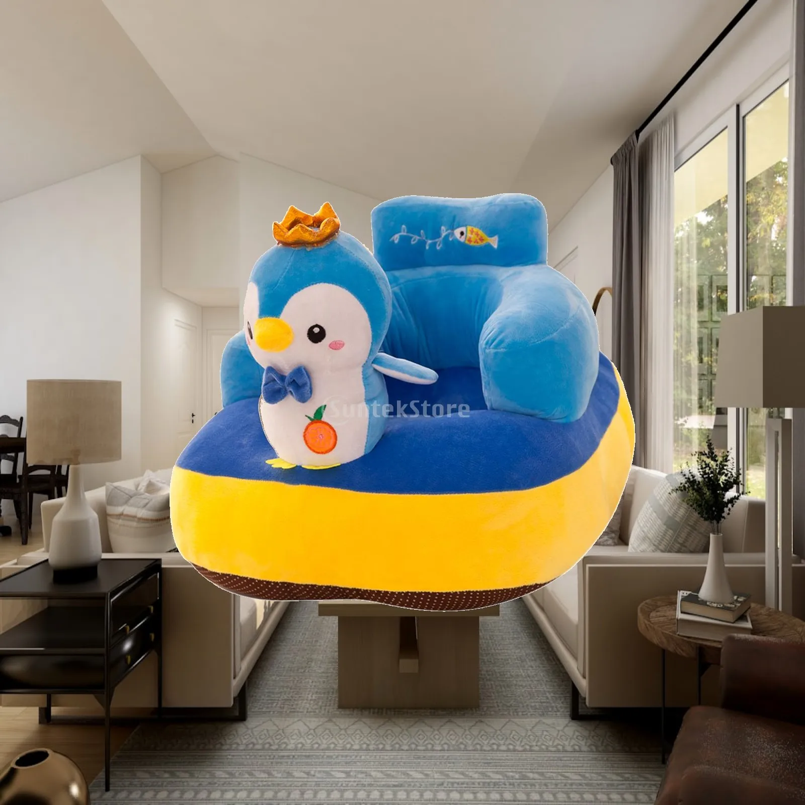 Kids Armchair Sweet Seats Mini Sofa Bed Plush Fabric Slipcover Cute Animal Cover for Boys Girls Playroom