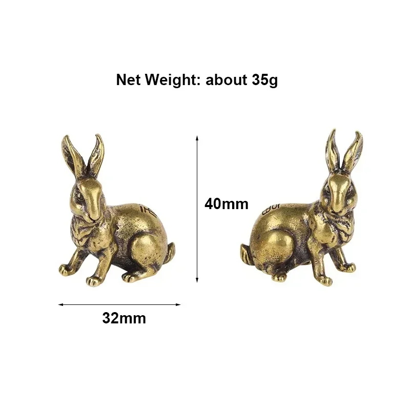 1 пара, медная Фигурка кролика-зодиака