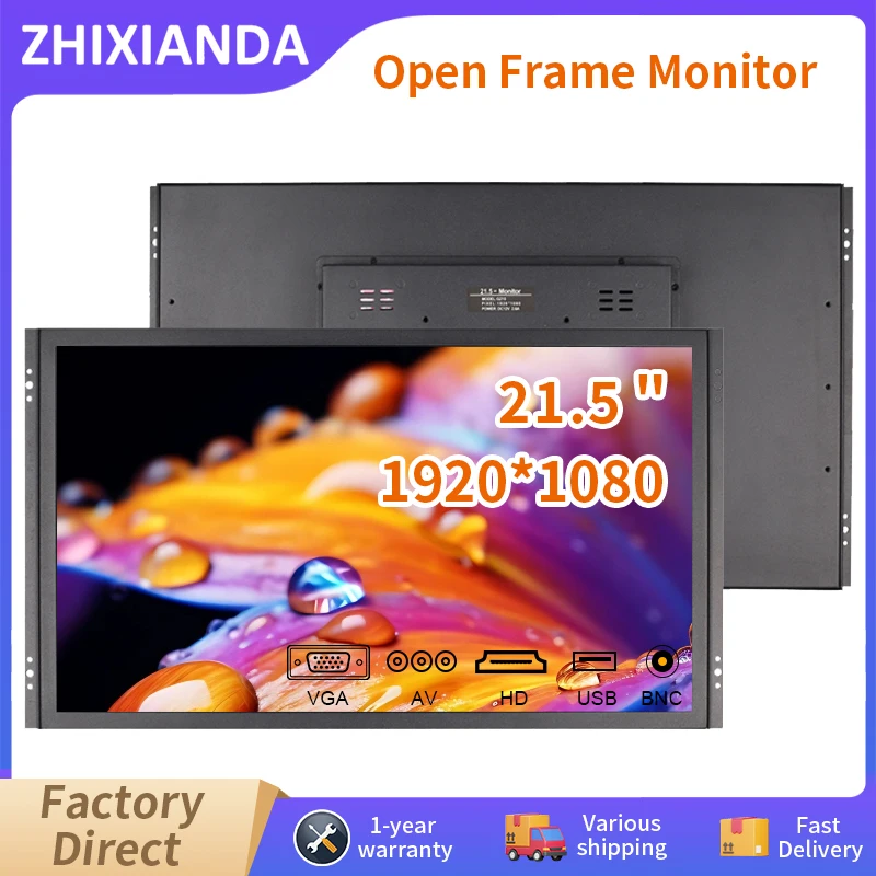 

21.5 Inch Industrial Open Frame Monitor 1920*1080 Resistive Capacitive Touch Screen LCD Display With VGA HDMI BNC AV USB Port