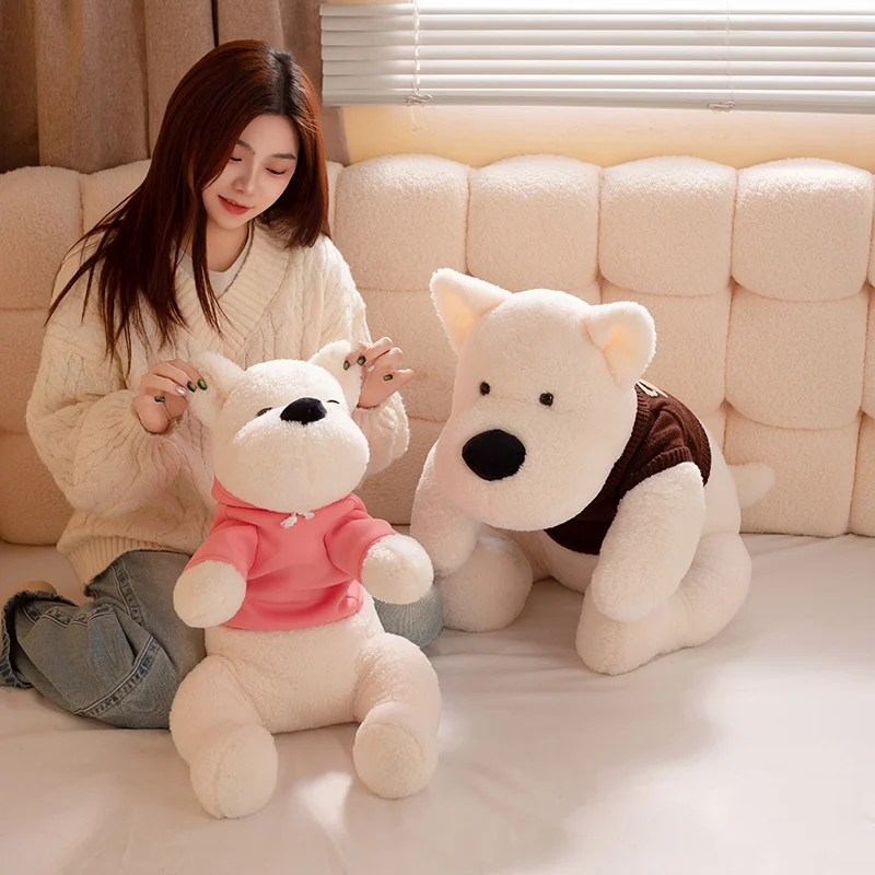 30-90 cm Kawaii Cartoon Kostüm Riesen West Highland Plüsch Puppe Kissen Hohe Qualität Hoodie Hund Tier Gefüllte wohnkultur Warme Umarmung