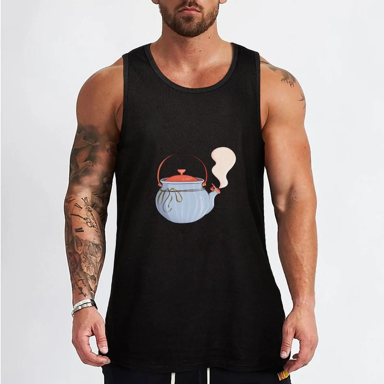 Cozy Kettle Illustration Tank Top sleeveless vests bodybuilding for men gym t-shirts Men's gym t-shirts