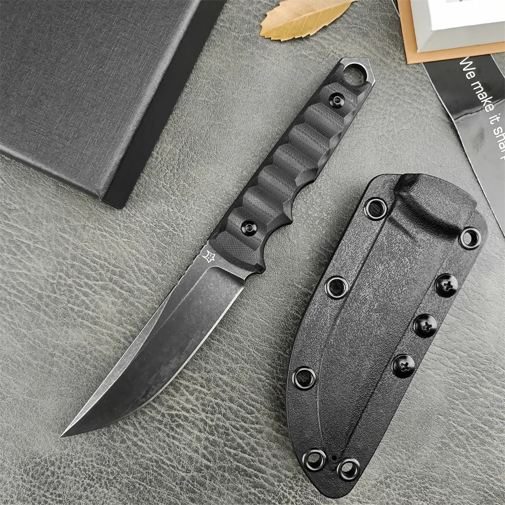 Outdoor G10 FX-634 Ryu Tactical Fixed Blade Knife D2 Stonewashed Tanto Blade Hunting Survival Camping Pocket knives with Sheath