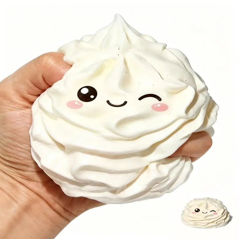 Squeeze Sensory Toy Cute Smiling Face Cream Roll Slow Rebound Soft Non-Toxic Stress Relief Toy for Kids Adults Anxiety Relief