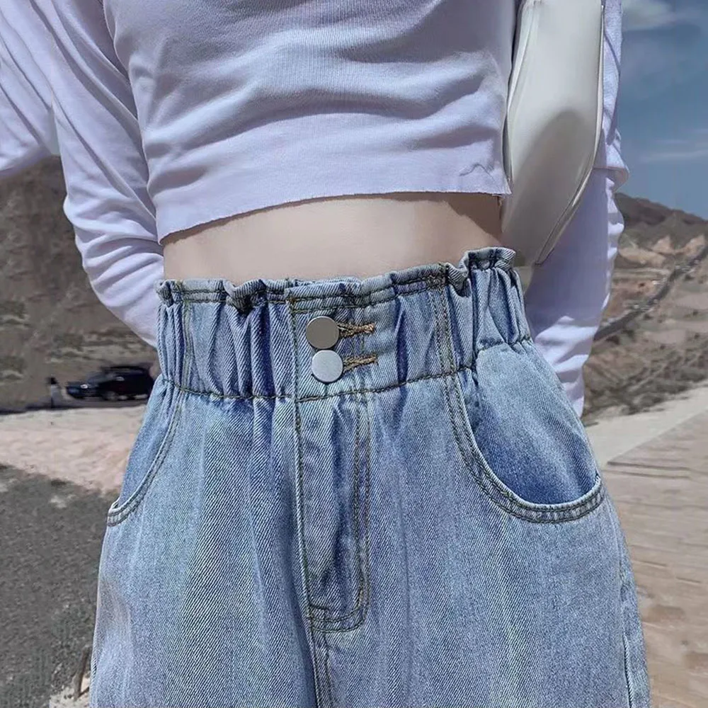 

Ruffled High Waist Loose Jeans Women Y2k Casual Chic Harajuku Kpop Wide Leg Denim Pant Baggy Korean Fashion Street Denim Trouser