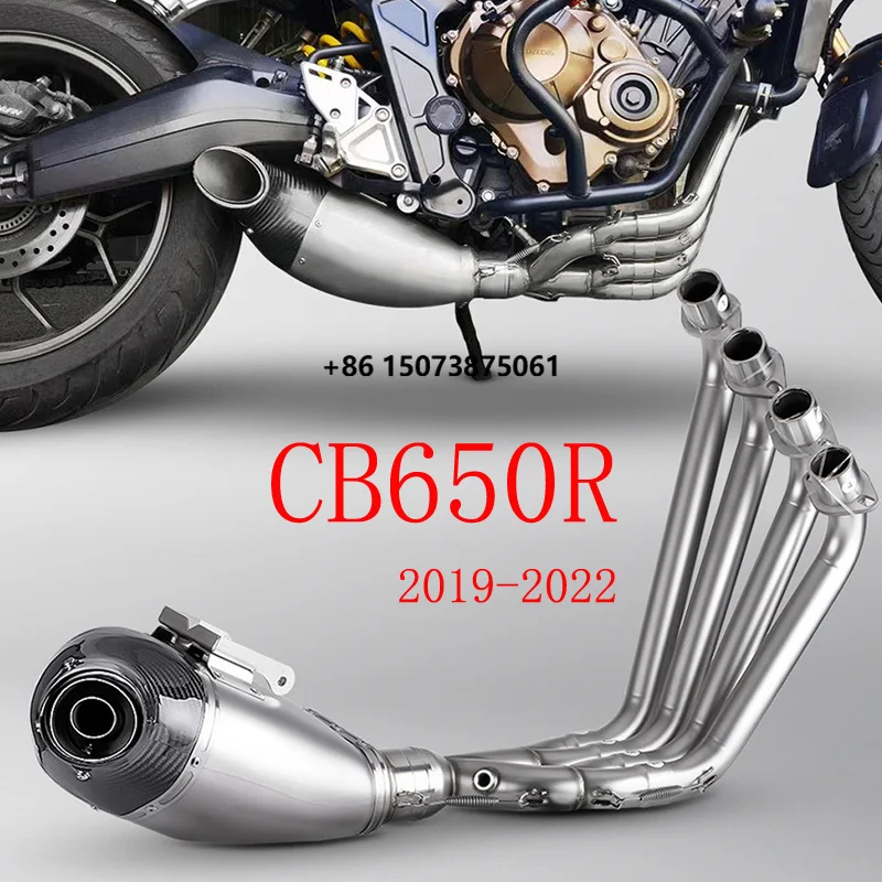 CB650R Motorcycle Full System Exhaust Modified Front Middle Link Pipe Muffler for CBR650R CBR650F CB650R CB650F 2019-2022