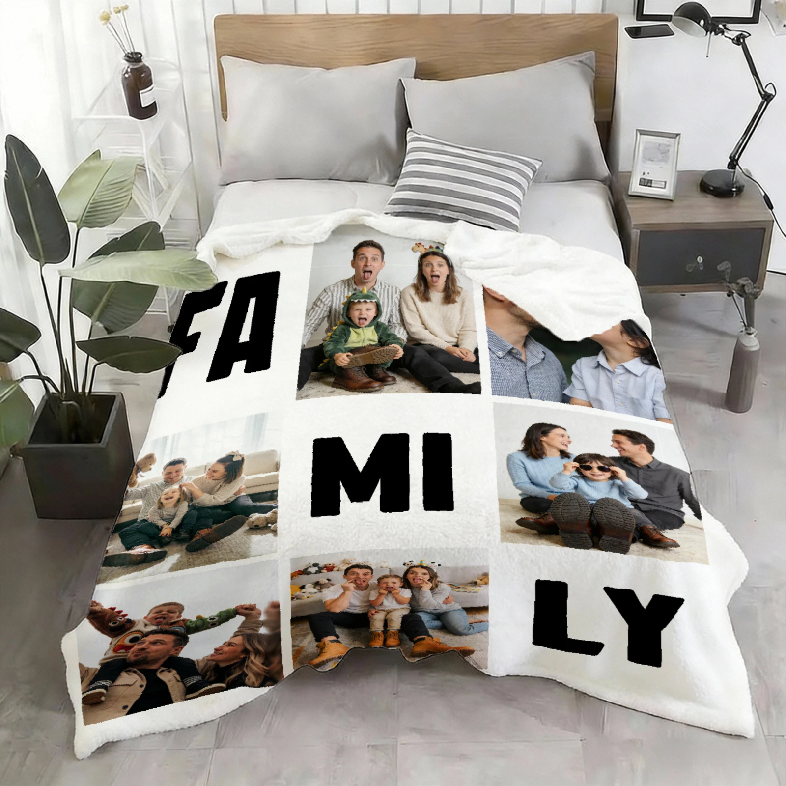 1pc Custom Flannel Blanket, Your Photo Desigin for Anniversary Mom Dad Sis Bro Lover, Valentine's Day Christmas New Year Gift