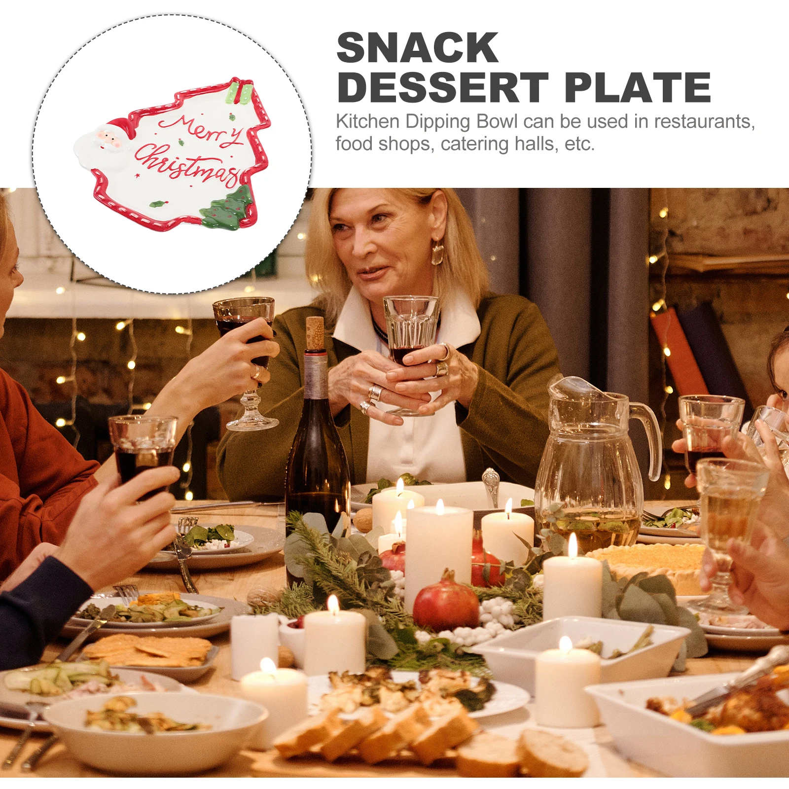 

Керамическая тарелка в виде рождественской елки, блюдо для соуса Санта-Клауса, легкая компактная миска для подачи закусок, десертов