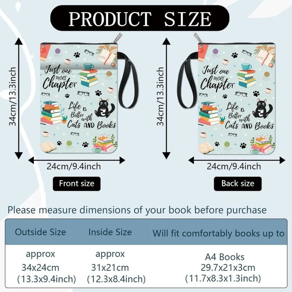 Cat Book Covers Words Book Protector Books Vintage Book Sleeve for Paperbacks Washable Fabric Cloth Book Cover with Sleeve