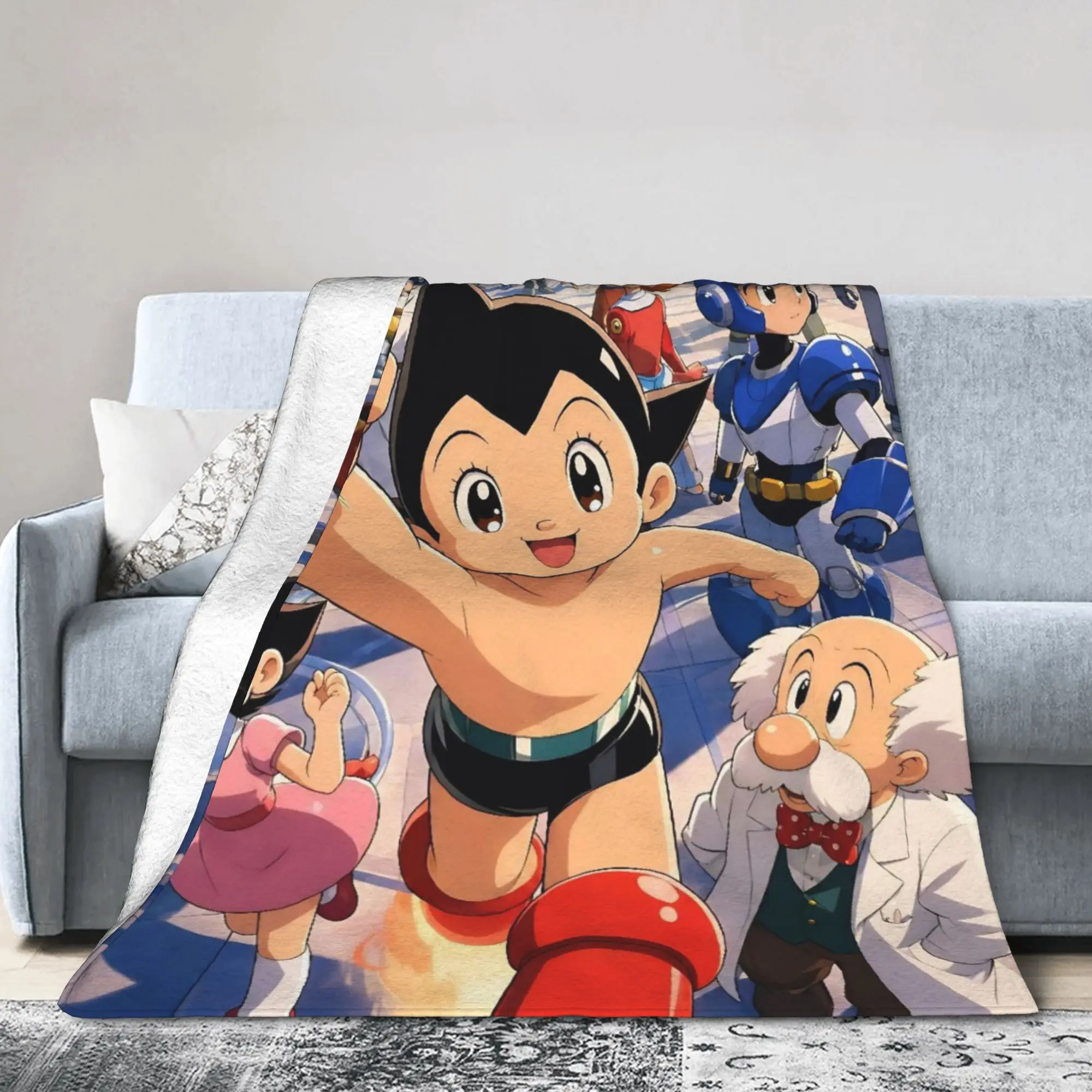 Astroboy Astro Boy Anime Blankets Flannel Decoration  Portable Soft Throw Blanket for Bed Travel Bedspreads