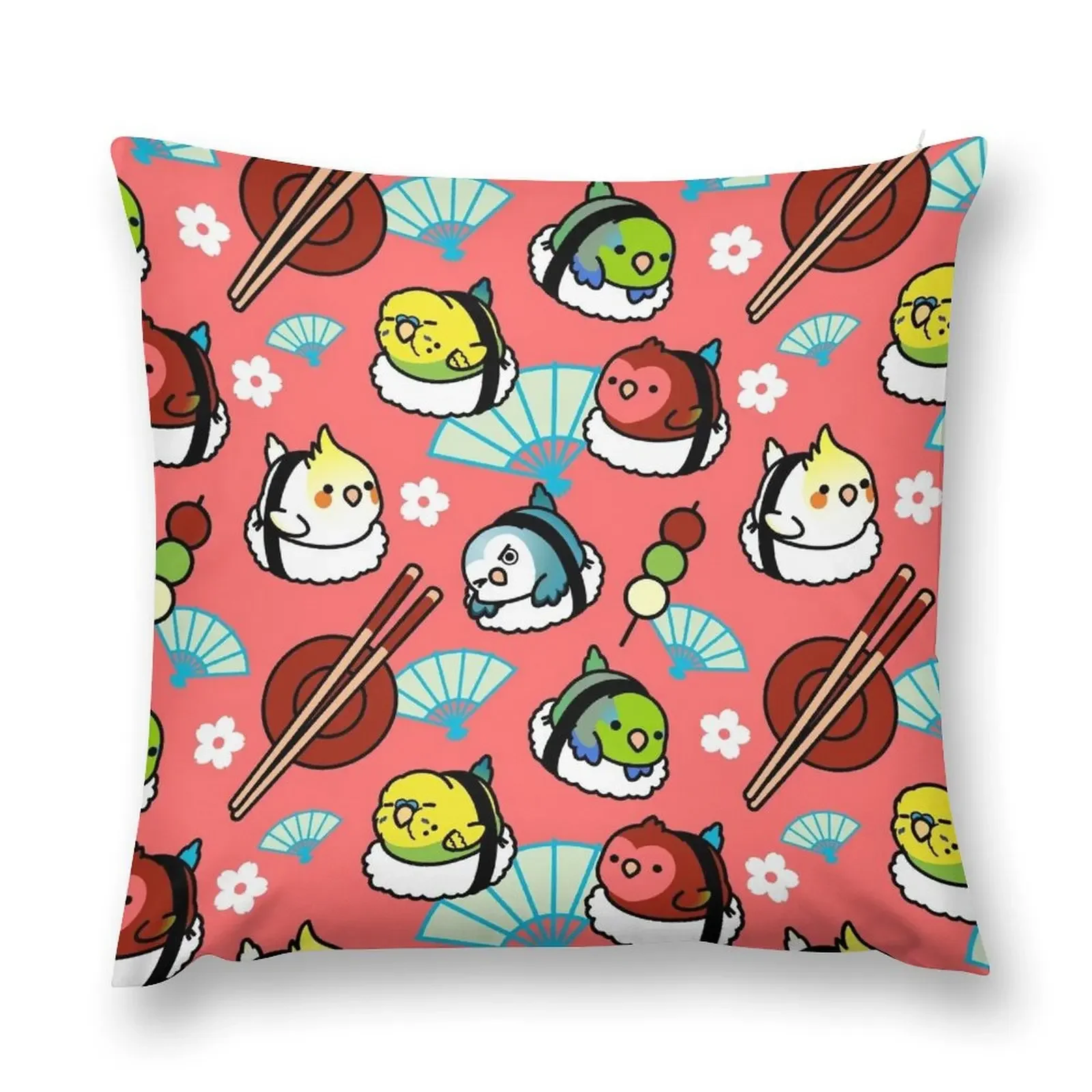 Sushi Time with Cody the Lovebird & Friends Throw Pillow sleeping pillows pillow