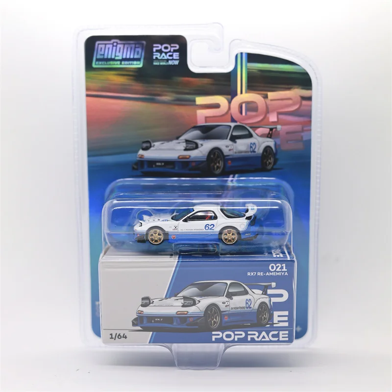 Poprace x Enigma 1:64 RX7（FD3S） Blue White Diecast Model Car