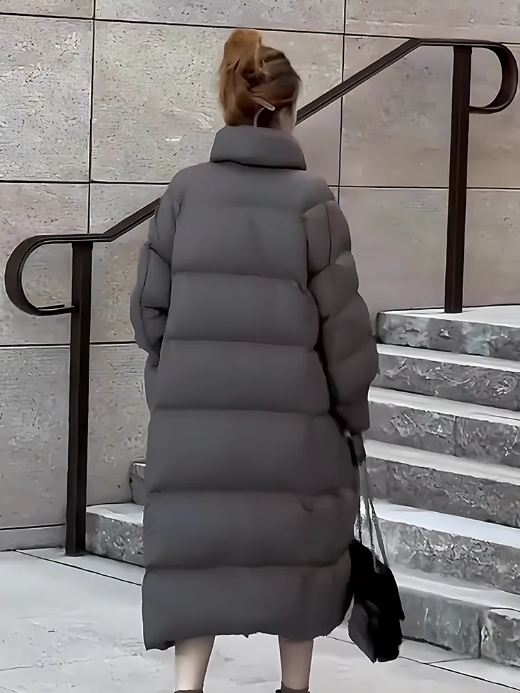 2024 invierno nuevo Faionable versátil Thiened Floing cuello grande blanco Du abajo Jaet mujer moda viaje Sle