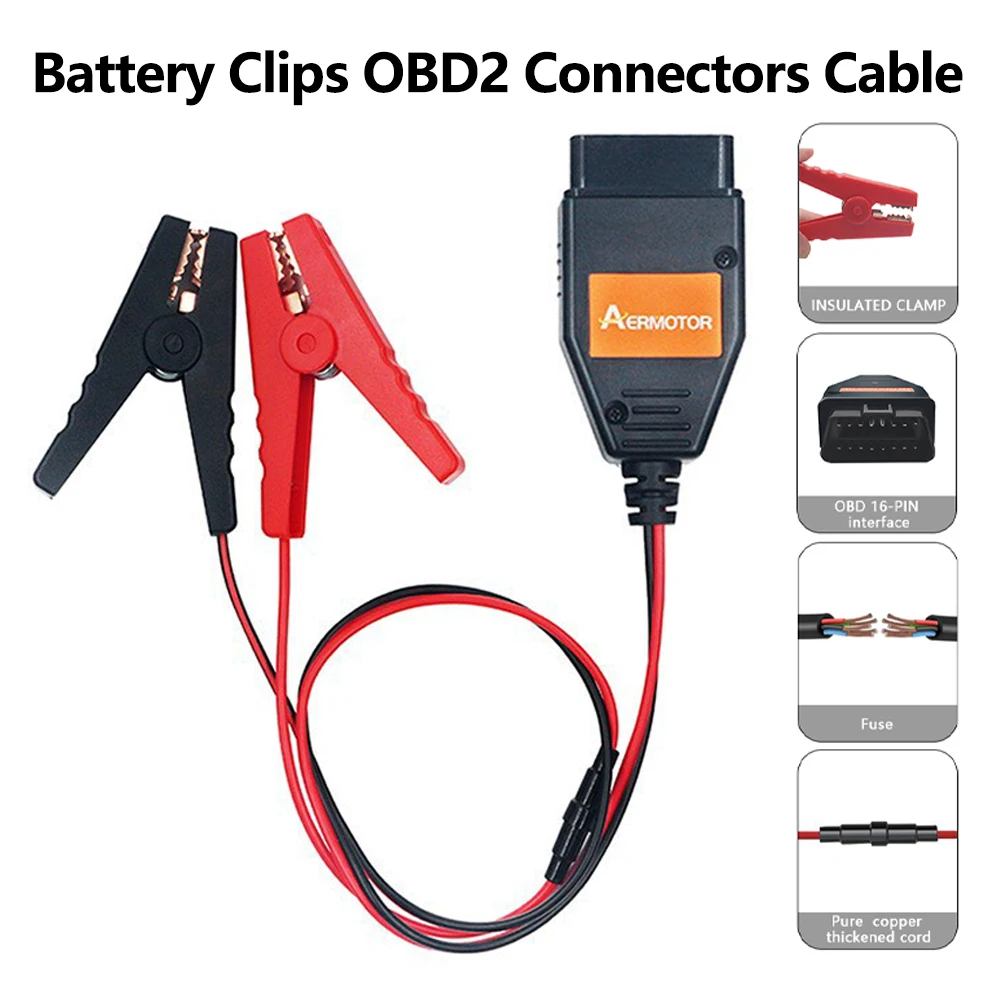 

Зажимы для аккумулятора OBD-кабеля Разъем OBD2 Защита аварийного отключения питания Кабель памяти ECU Автомобильный инструмент для диагностики кабеля электричества