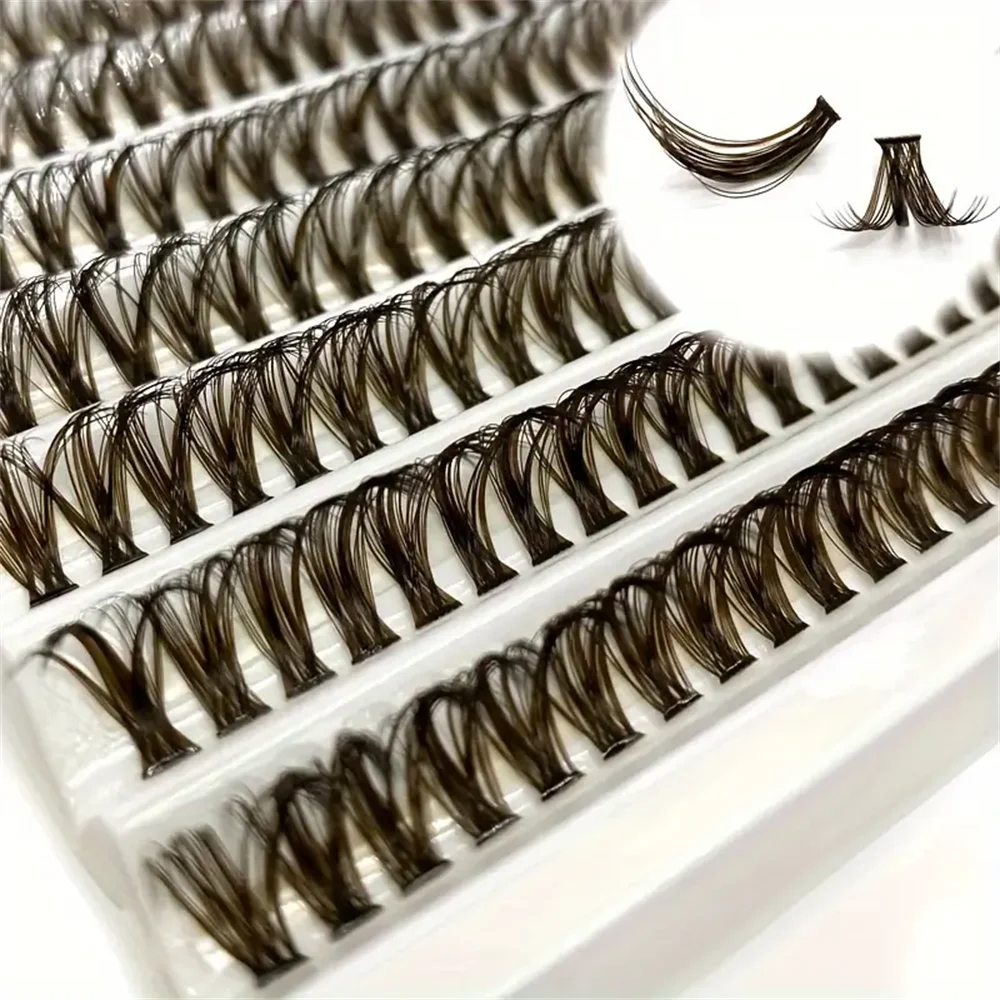200 Stück braune Cluster-Wimpern, 40D-Pfropfen, individuelles Volumen, Wimpernverlängerung, Make-up-Werkzeug für einen natürlichen und dramatischen Look – Detail 6