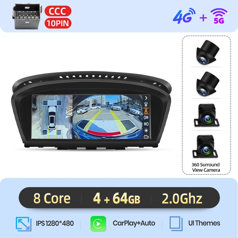 Junsun Draadloze Carplay Auto Radio Multimedia Voor BMW 5 Serie E60 E61 E63 E64 E90 E91 E92 E93 CCC CIC 4G GPS Navigatie