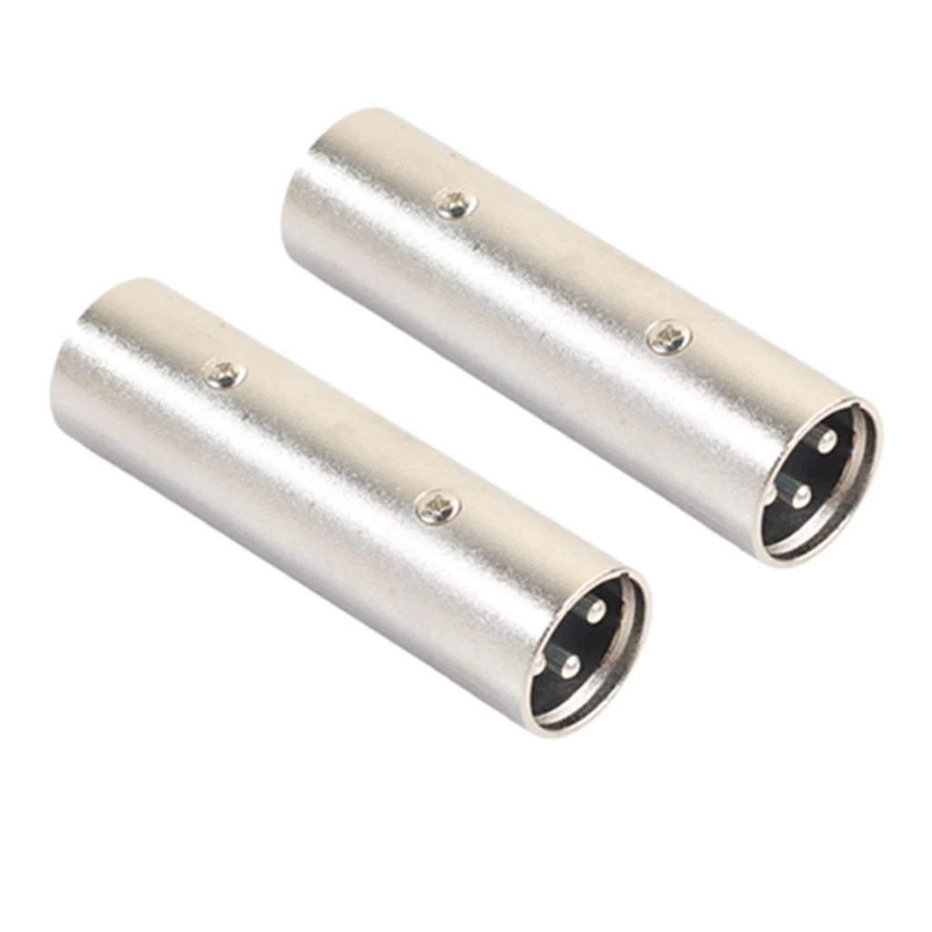 XLR macho para adaptador macho, 3 pinos macho conector acoplador, Linha de microfone, 2 Pack