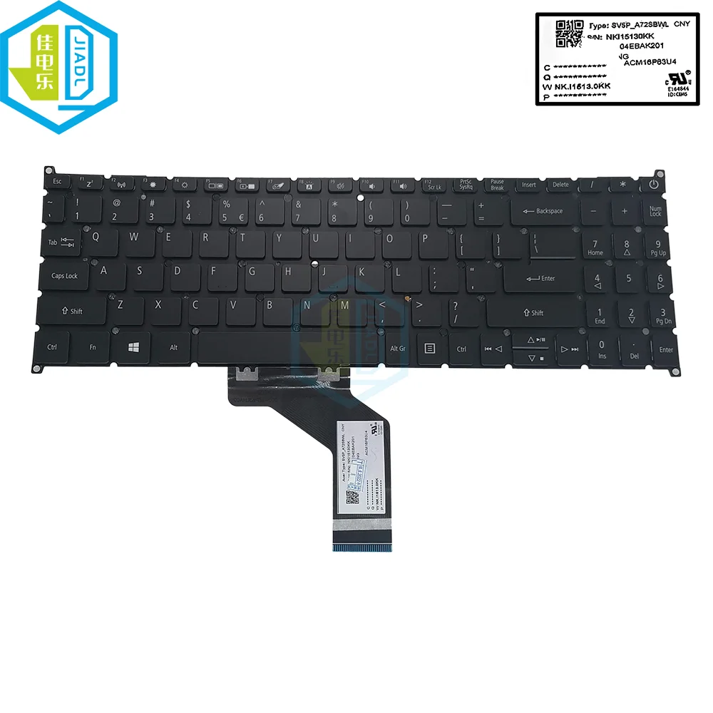 Teclado retroiluminado en inglés de EE. UU. para Acer A315-55G P215-53 EX215-51 A515-53 EX215-52 fun S50-51 Plus 40 S50 reemplazo de portátil